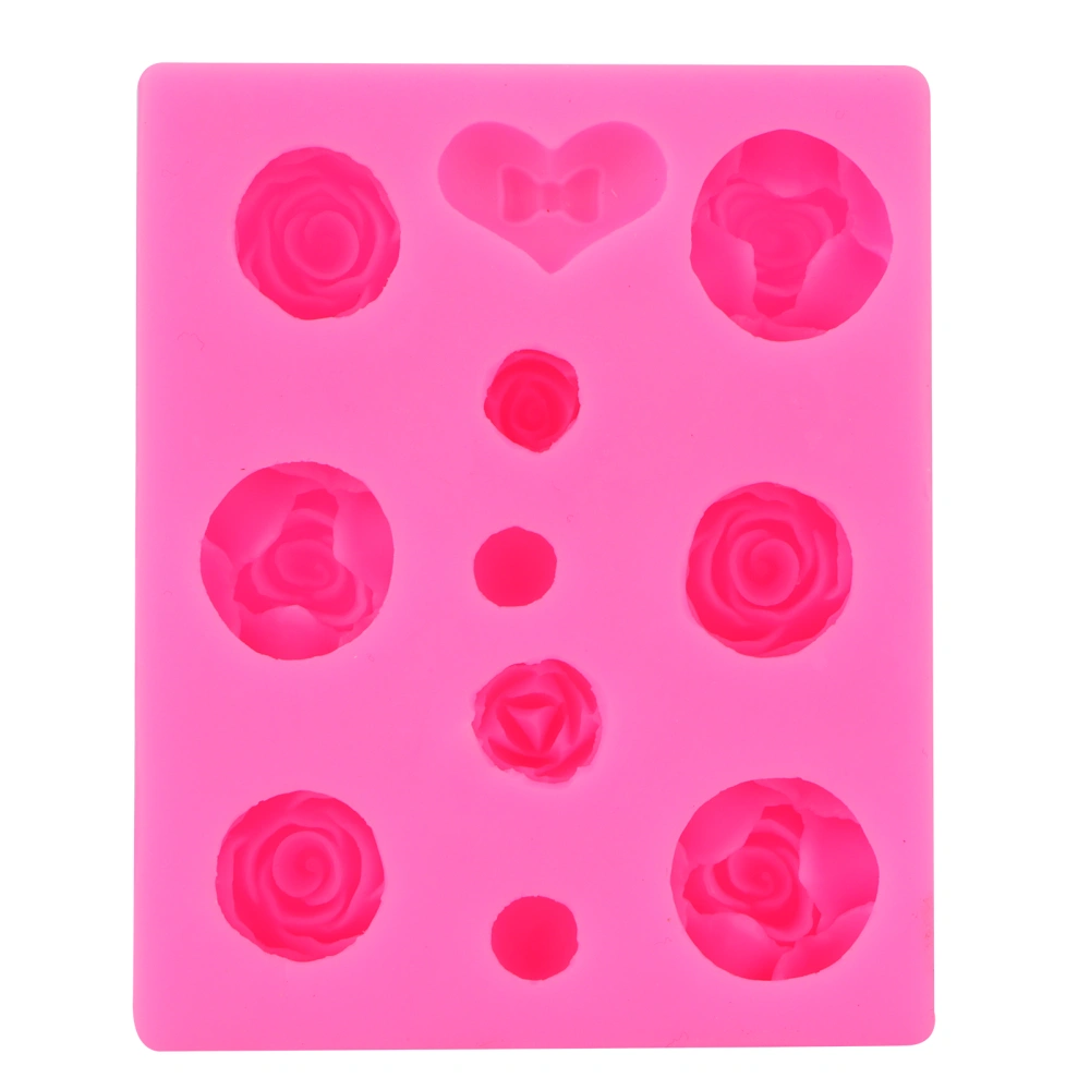 DIY Silicone Mold Rose Flowers Cake Chocolate Candy Clay Epoxy Mold Accessory Pink