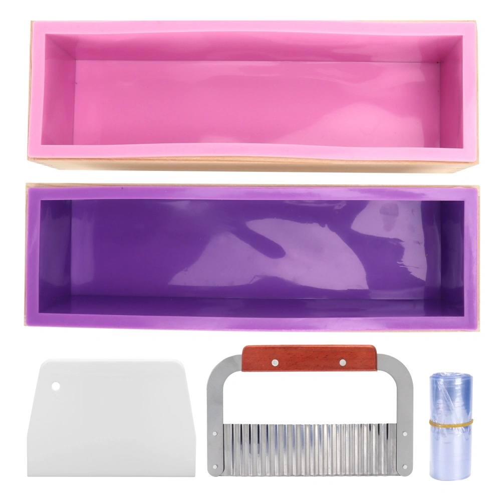 1200ml DIY Soap Mold Set with Plastic Cutter Wavy Cutter Rectangular Silicone Mold