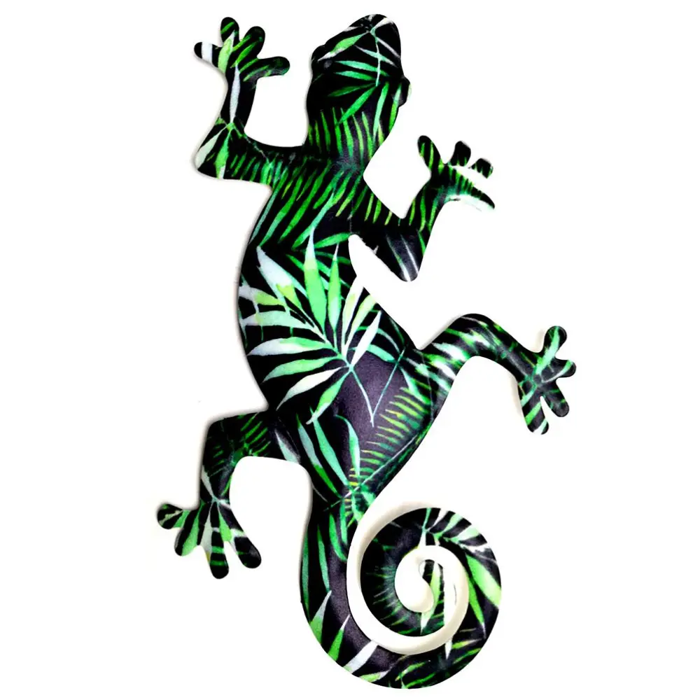 Metal Gecko Wall Art Decor Hanging Sculpture for Home Bedroom Living Room Office Garden Decor