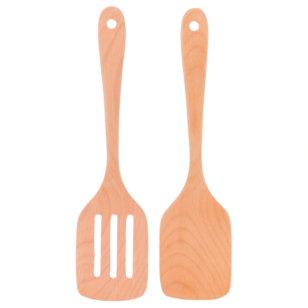 2Pcs Wooden Spatula Set Environmentally NoStick High Temperature Resistant Flat Spatula for Home