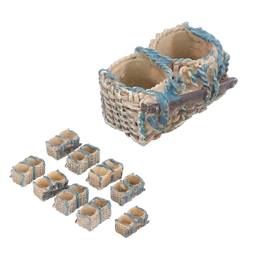 10PCS Miniature Rattan Basket Ornaments Simulation Basket Micro Landscape Bonsai Decoration