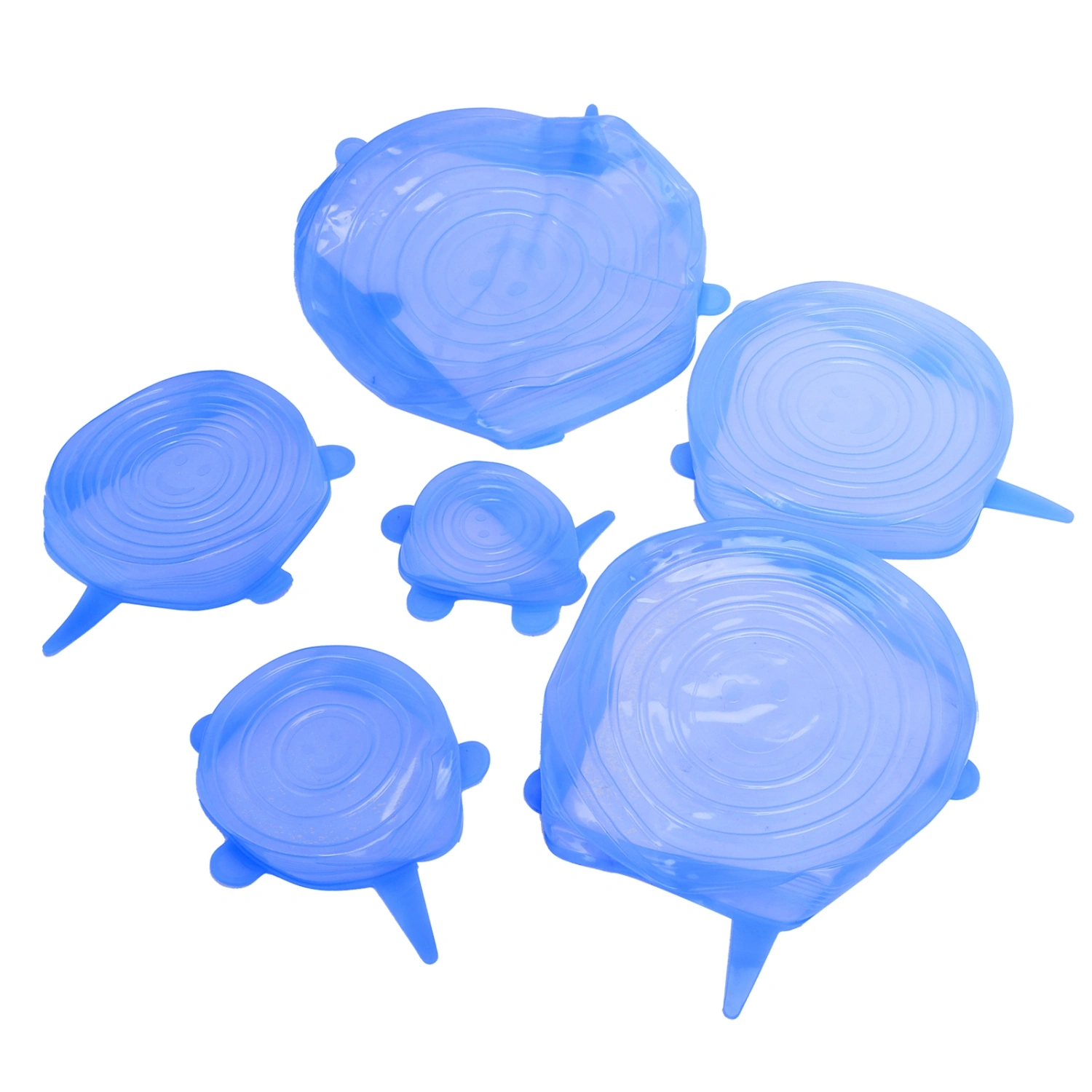 6Pcs Food Sealing Lid Expandable Reusable Vegetable Fruit Sealing Cover for Kitchen UseBlue