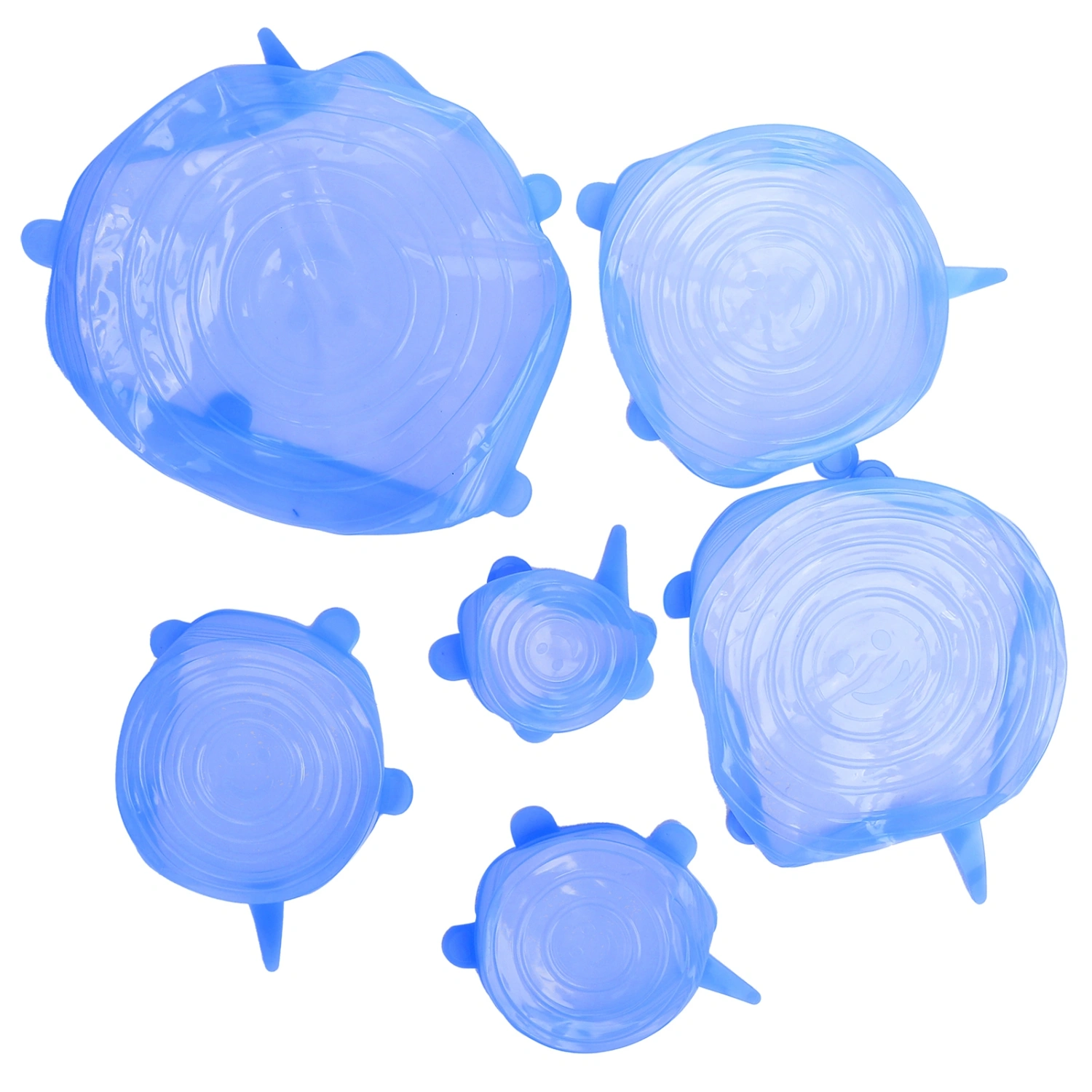 6Pcs Food Sealing Lid Expandable Reusable Vegetable Fruit Sealing Cover for Kitchen UseBlue