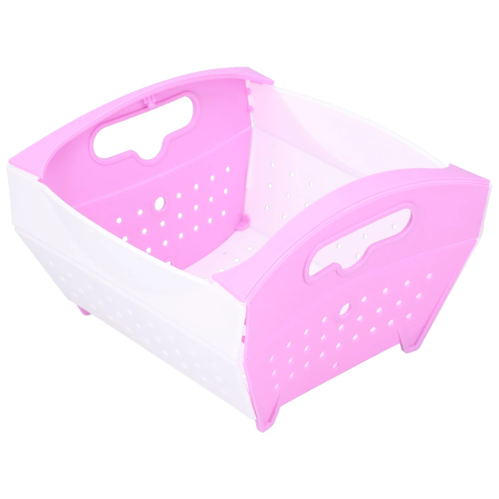 Folding Drain Basket Multifunctional Household Kitchen Washing Fruits Vegetables Basket Purple