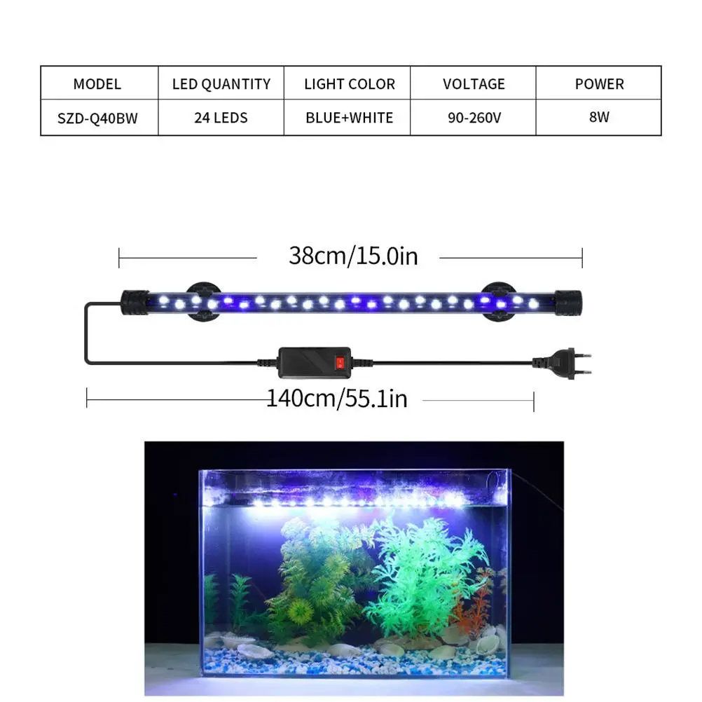 Aquarium Lamp Submersible Fish Tank Light Underwater Lighting for Fish Tank