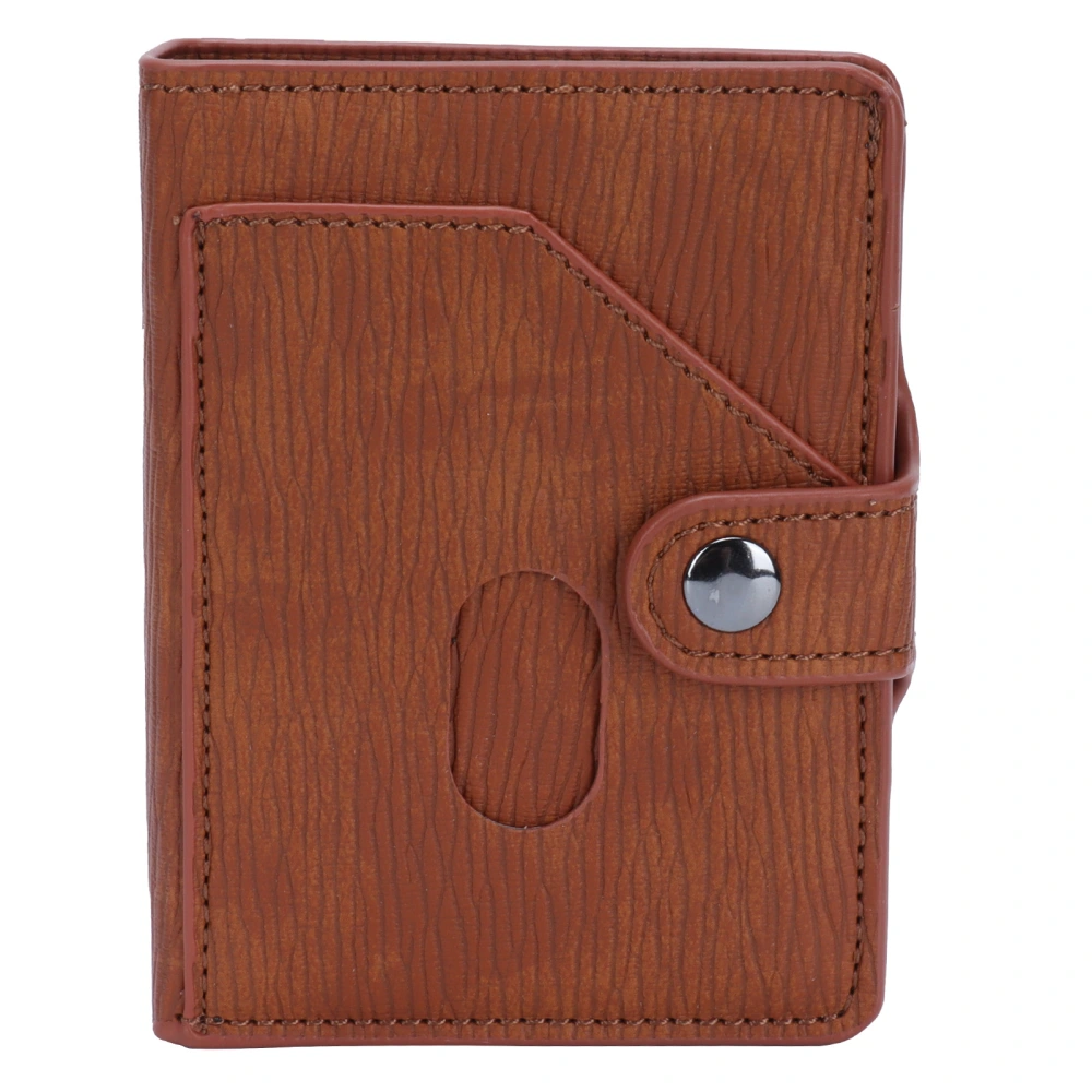 Automatic Credit Card Holder Wallet Portable Business Card Case Anti-Theft PurseBark Grain Brown x-66#