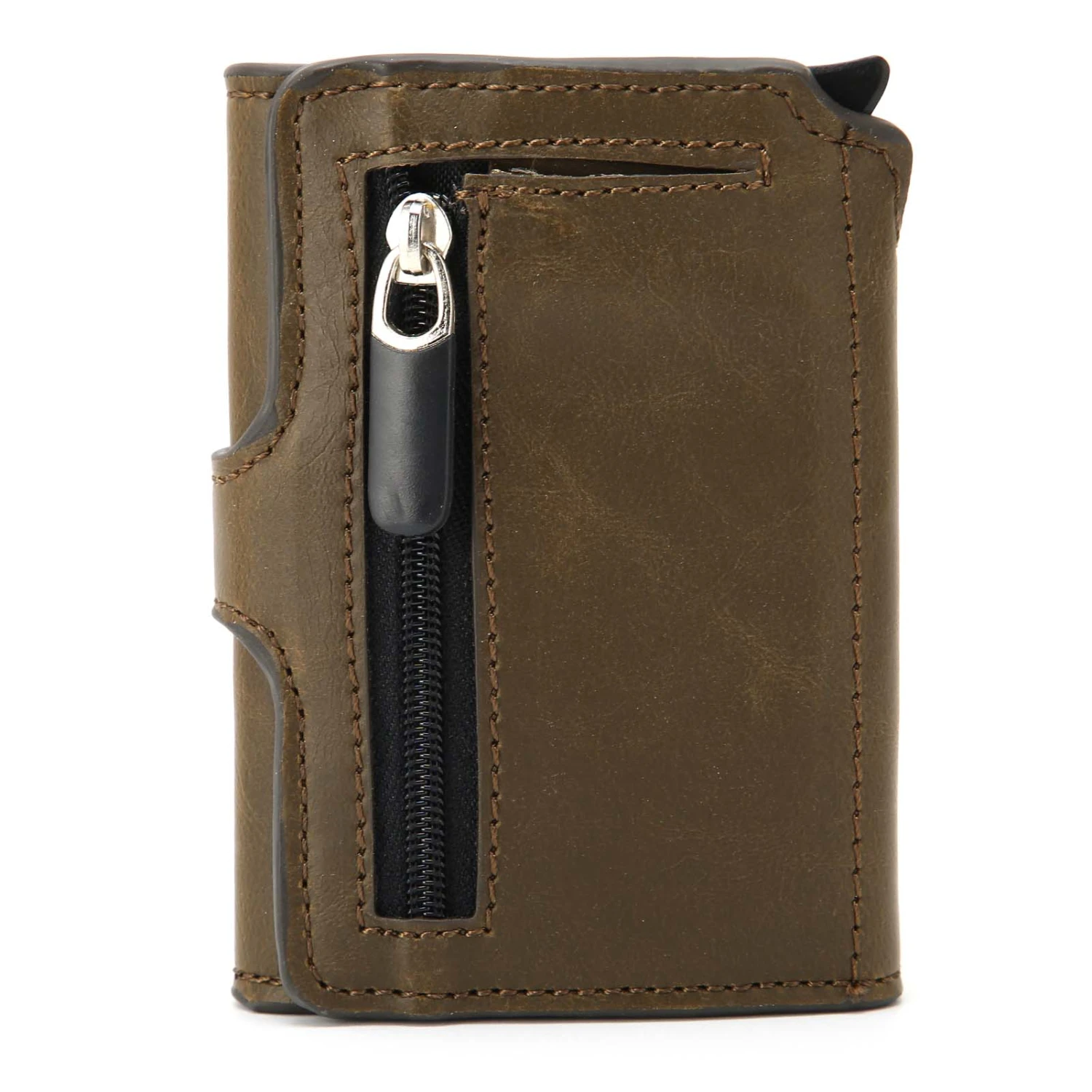 Automatic Popping Business Card Holder AntiDegaussing Credit Card Case Bag Gift(Coffee x 59#)