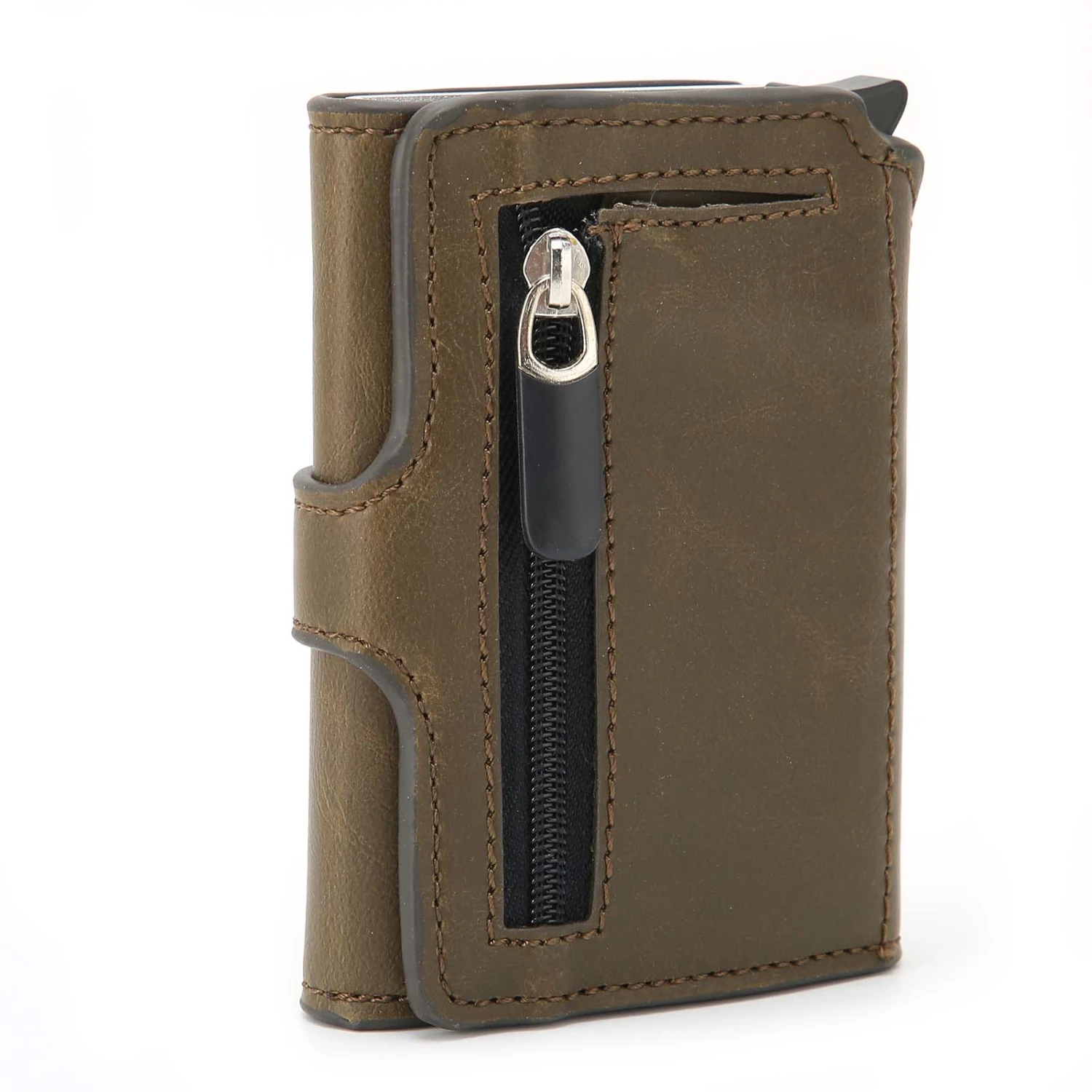 Automatic Popping Business Card Holder AntiDegaussing Credit Card Case Bag Gift(Coffee x 59#)