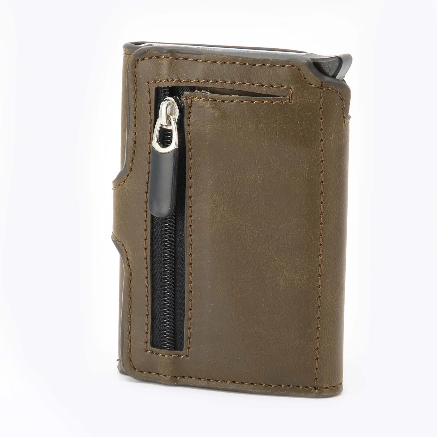 Automatic Popping Business Card Holder AntiDegaussing Credit Card Case Bag Gift(Coffee x 59#)