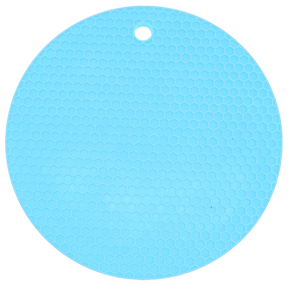 Round Shape Mat Food Grade Thickened Silicone Placemat Insulation Pad Microwave Oven MatBlue