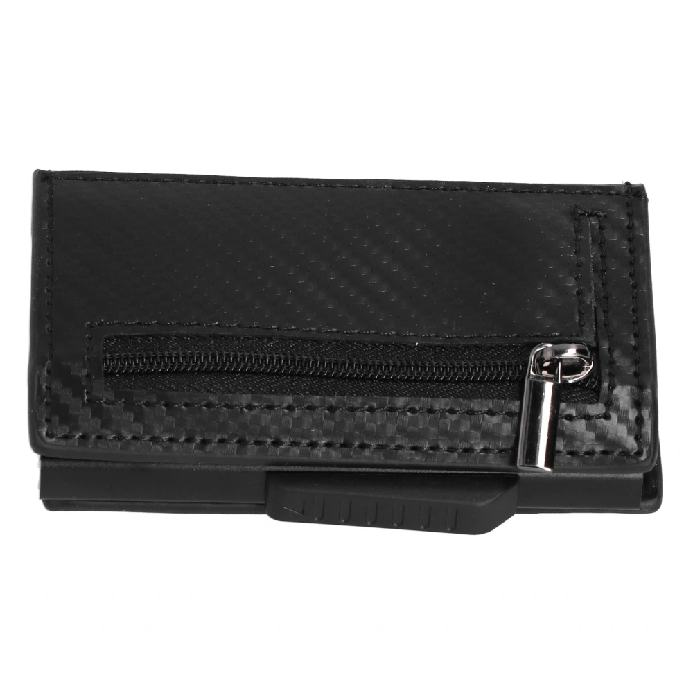 Men Business Name Card Holder Fashion Aluminium Alloy Card Box Zipper Coin PurseCarbon Fiber Black x-72#pv