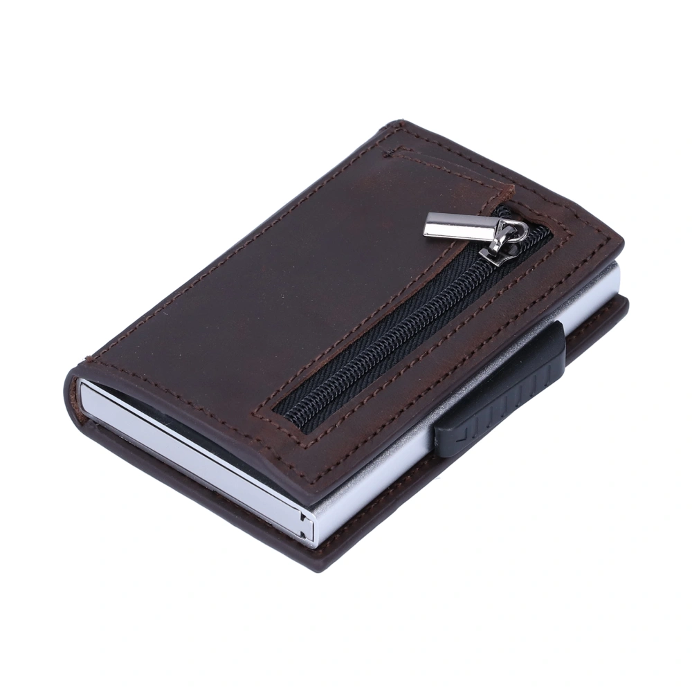 Card Bag Holder Portable Antimagnetic Aluminum Alloy Credit Cards Pocket Purse WalletBrown X‑72#