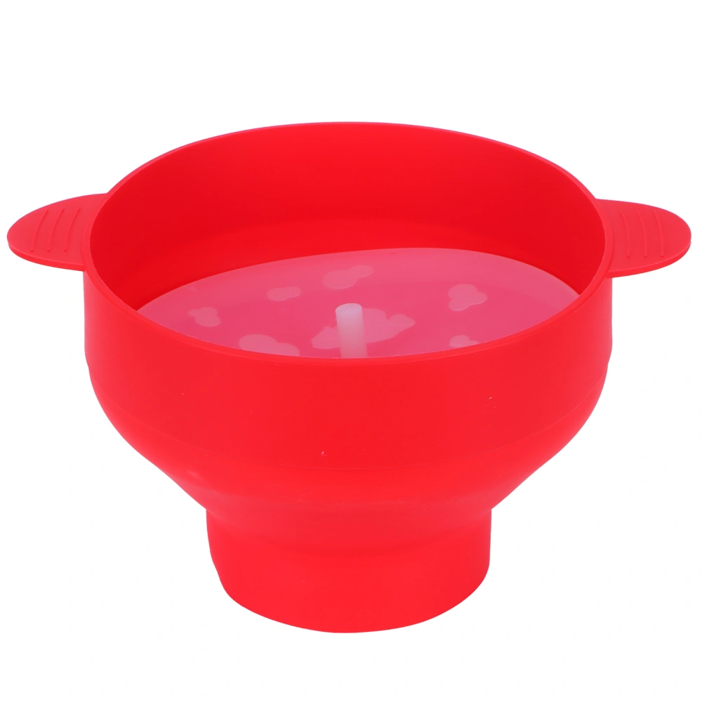 Popcorn Bucket Folding Silicone DIY Popcorn Maker Bowl with Lid Kitchen Accessory(With HandleRed )