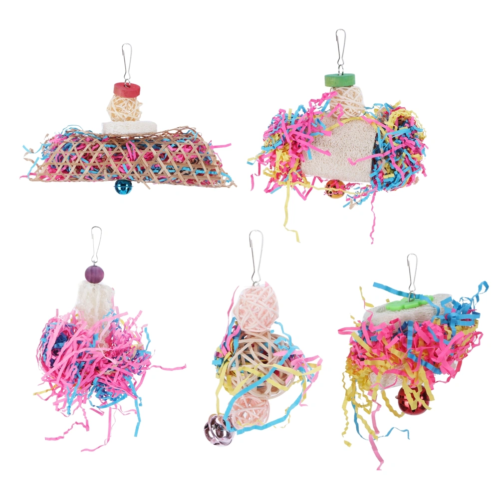 5Pcs/Set Bird Parrots Chewing Toy Courtyard Hanging Biting String Toys Accessory