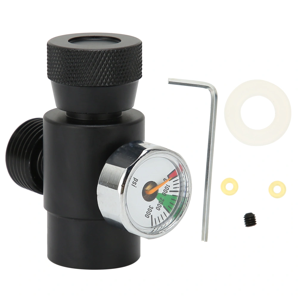 CO2 Cylinder Refill Adapter Connector CGA320 // TR21-4 ASA 3000psi Pressure Gauge Black