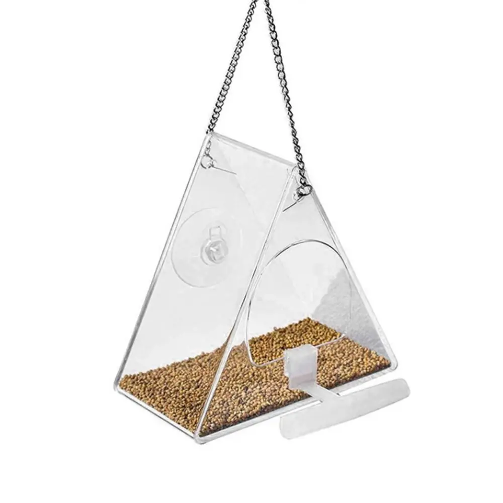 Bird Feeder Clear Acrylic Hanging Wild Bird Feeder Seed Tray for Indoor and Outdoor Garden