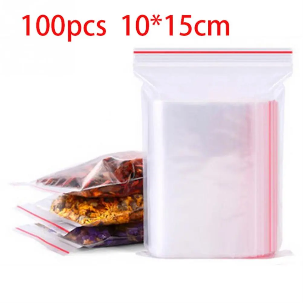 100PCS Resealable Plastic Bags Sealed Storage Bags Ziplock Bags for Kitchen Jewellery Packaging Office