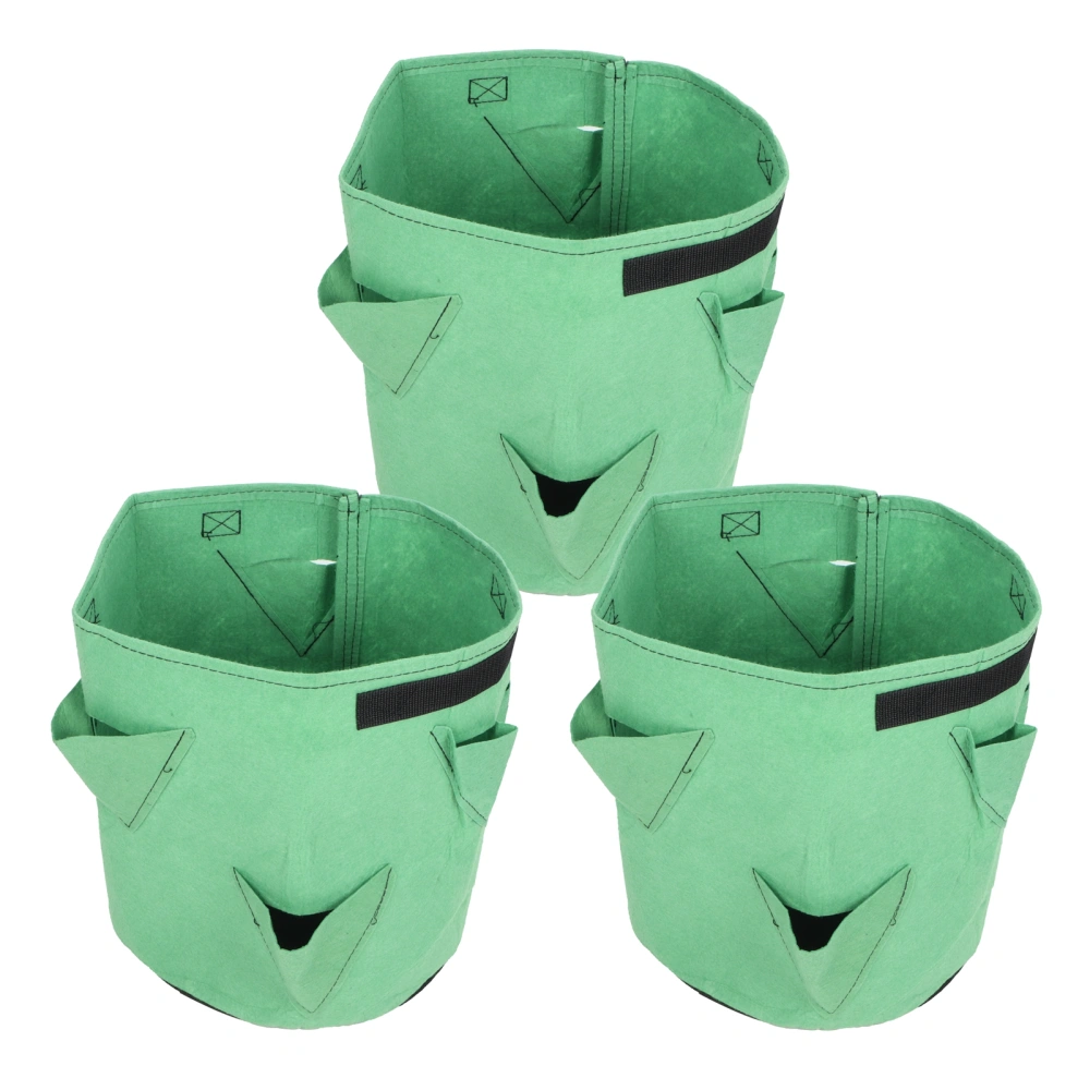 3Pcs 6-Holes Strawberry Planting Bag Felt Garden Plant Grow Bags 26L/7Gallon Green