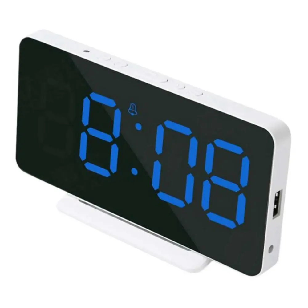 LED Mirror Alarm Clock Electronic Alarm Clock Adjustable Mirror Bedside Clock