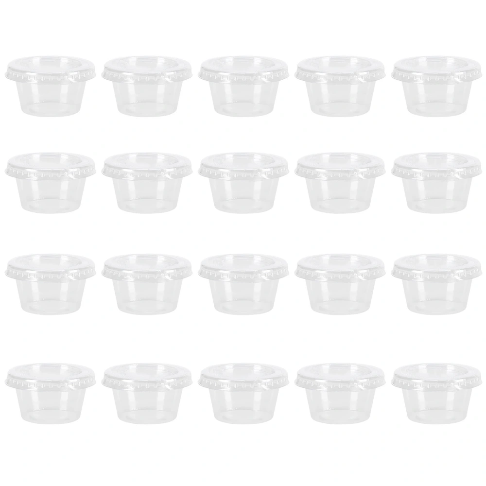 100Pcs Disposable Sauce Packaging Box Transparent Round Seasoning Cup with Lid 2oz