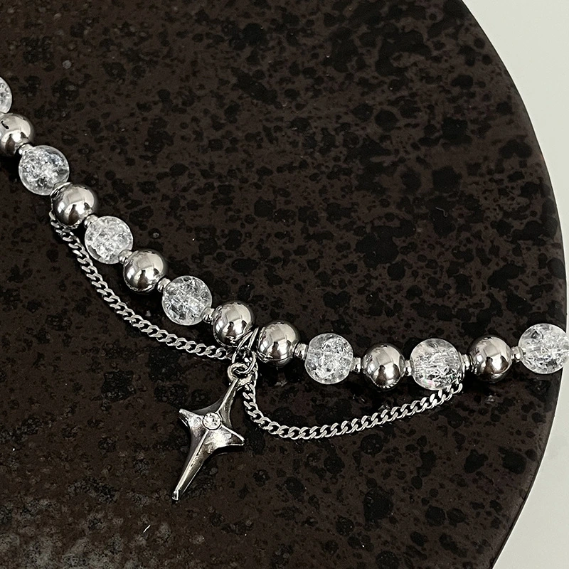 Asterism Cross Stitching Ice Crack Beads Bracelet Female