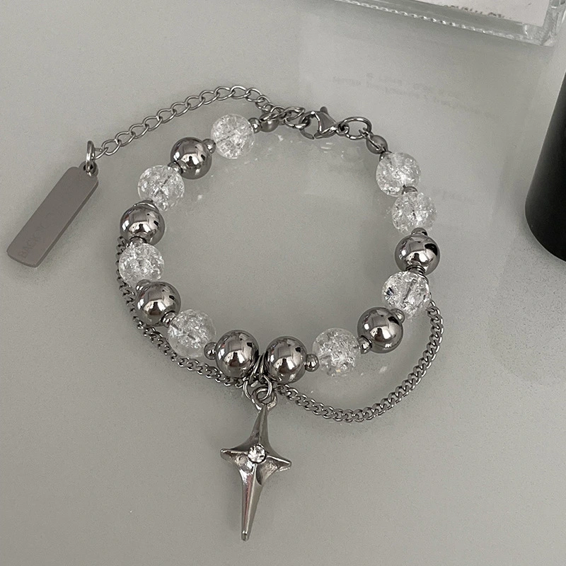 Asterism Cross Stitching Ice Crack Beads Bracelet Female