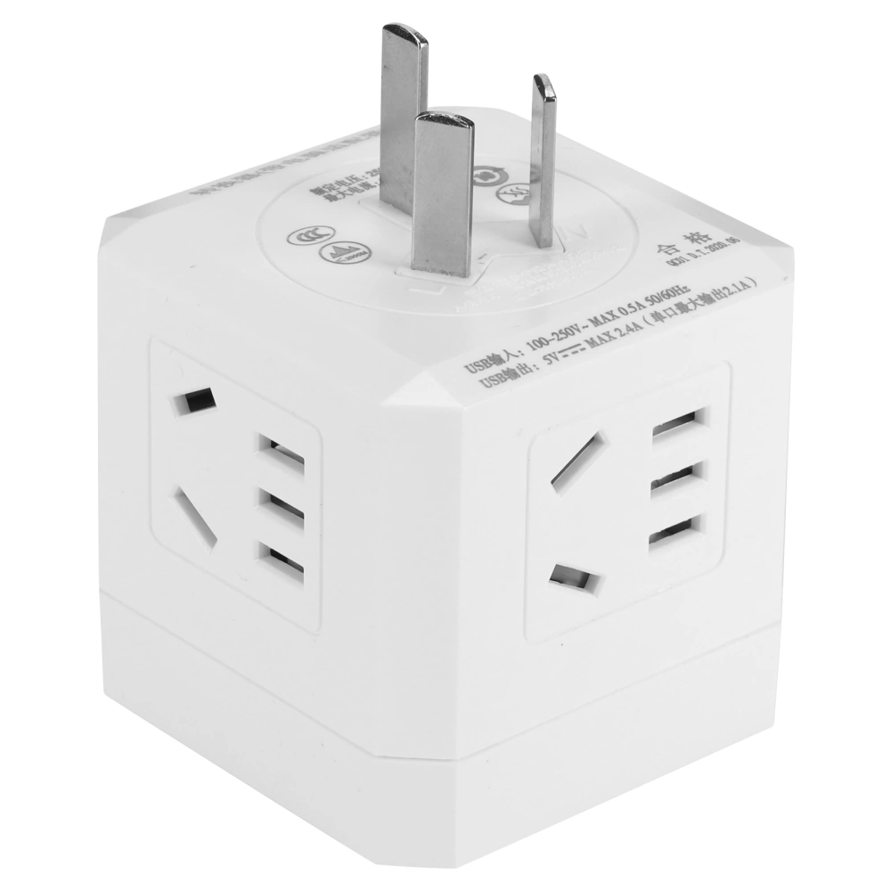 Multi Plug Outlet Extender with USB Ports Power Plug Converter for Household White AU 250V