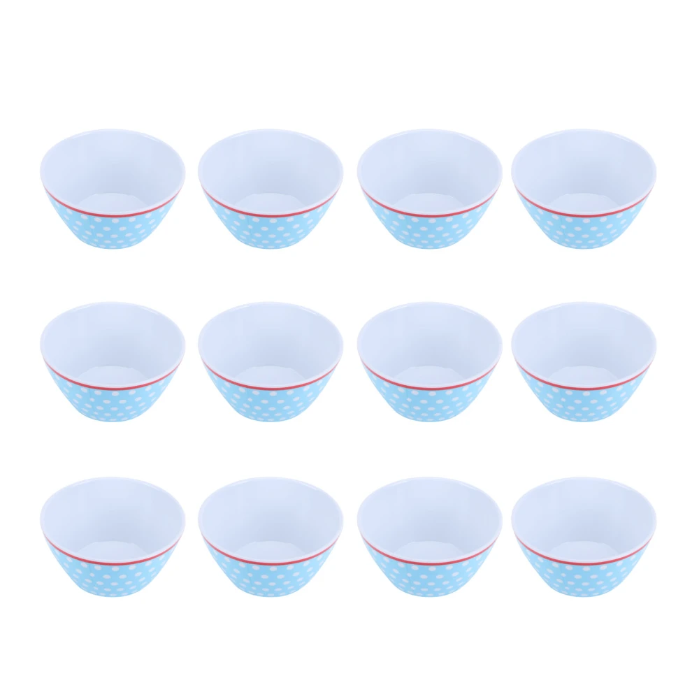 12PCS 6in Salad Bowls Food Serving Bowls Imitation Porcelain Dinnerwar TablewareLight Blue Dot