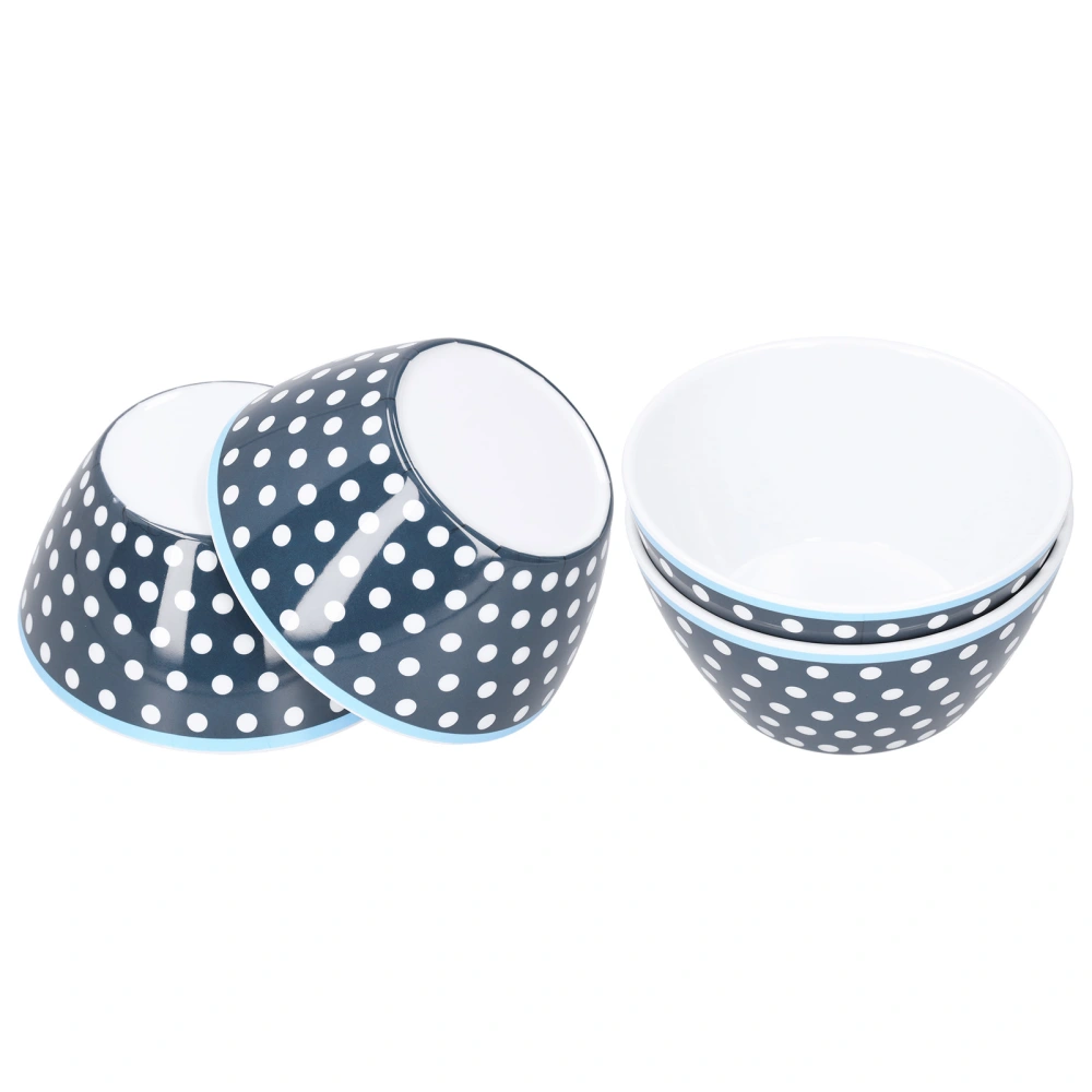 4PCS 6in Salad Bowl Dinner Serving Bowl Sets Kitchen Imitation Porcelain DinnerwareDark Blue Dots