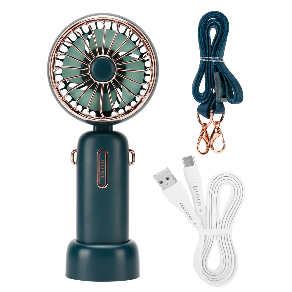 3 Gears Handheld Fan Mini Portable Table Cooler with Detachable Lanyard 4000‑6000RPMGreen