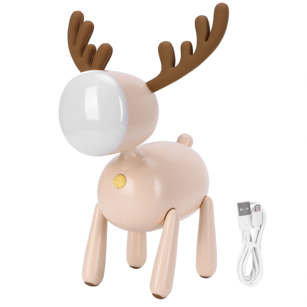 LED Night Light Cartoon Deer-Shaped Table Lamp 1200mAh USB Charging Bedroom DecorationLight Brown