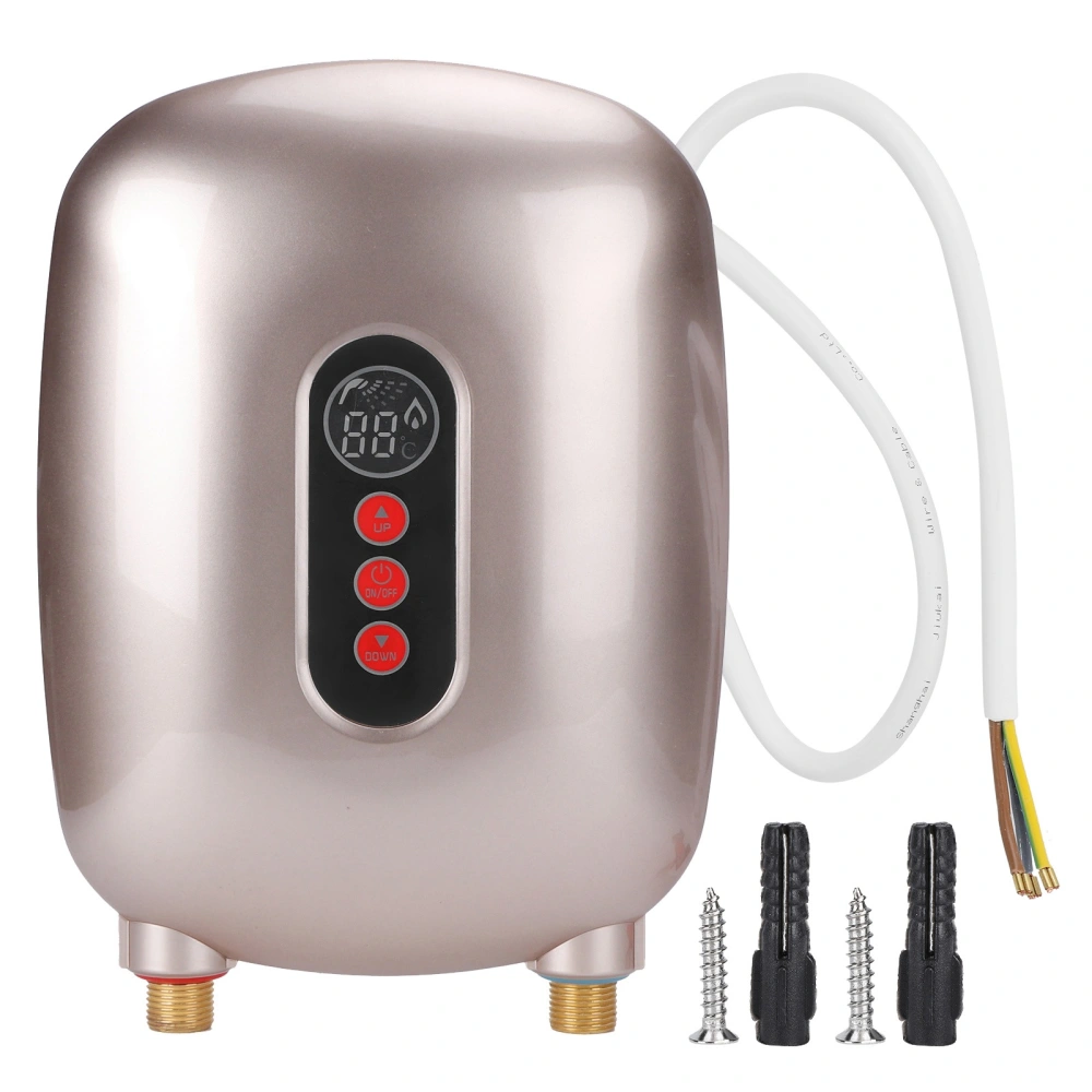 6500W Instant Water Heater Fast Heating Temperature Display 220V for Household Kitchen BathroomGold