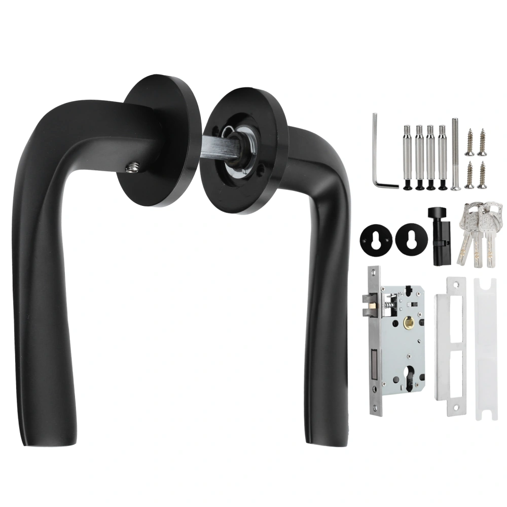 Entry Door Handle Lock Locking Lever Handle Set Reversible for Right Left Sided DoorsI Style