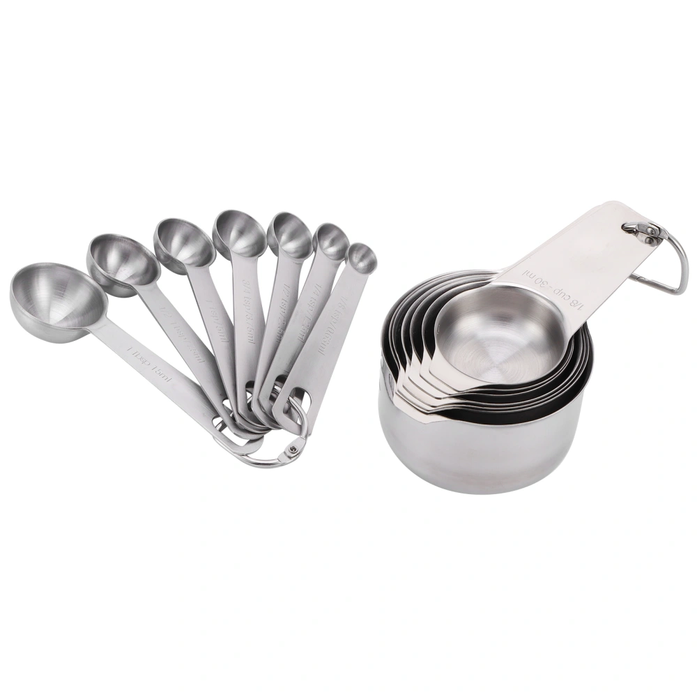 14Pcs/Set Measuring Cups Spoons Kit with Scales Food Grade Stainless Steel Baking Measuring Tool