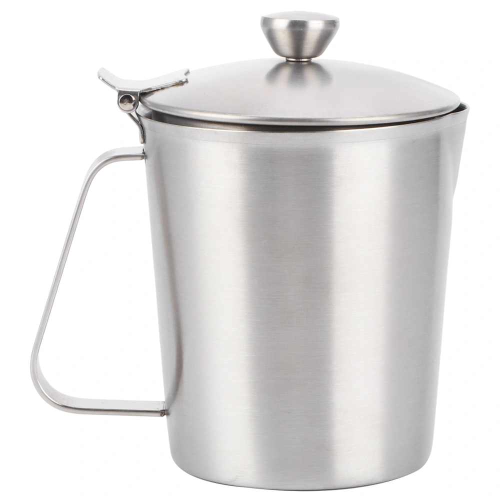 Coffee Latte Cup Thicken 304 Stainless Steel Measuring cup Milk Frothing Jug with Scale Cover500ml with Cover