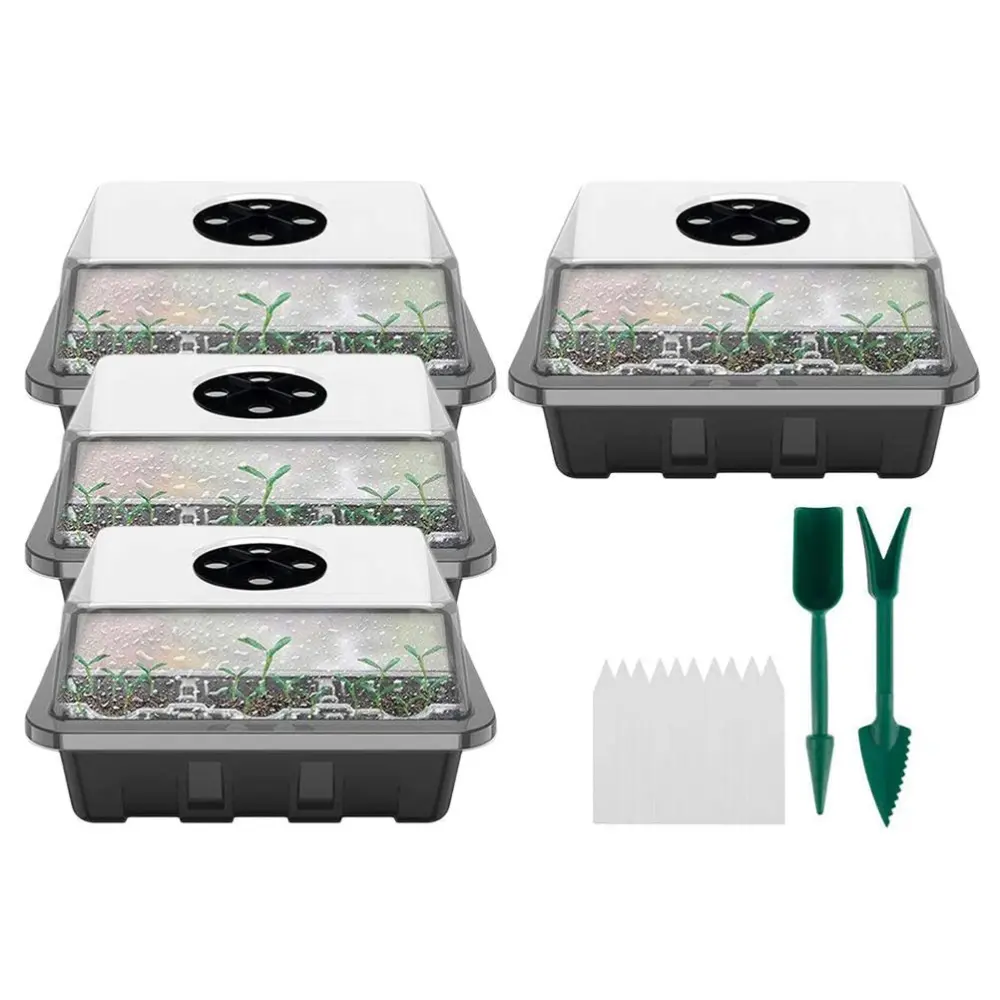 Greenhouse Propagation Box 12 Cells Greenhouse Propagation Tray Indoor Mini Greenhouse Propagation Set with Lid and Ventilation