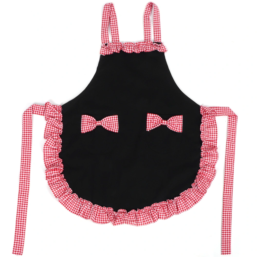 Bowknot Apron Multifunctional Cooking Oil‑Proof Waterproof Antifouling Apron for KitchenBlack + Pink