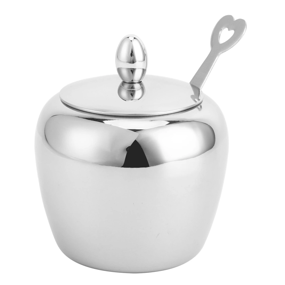 304 Stainless Steel Sugar Bowl with Lip Spoon Home Kitchen Salt Pepper Spices Bowl