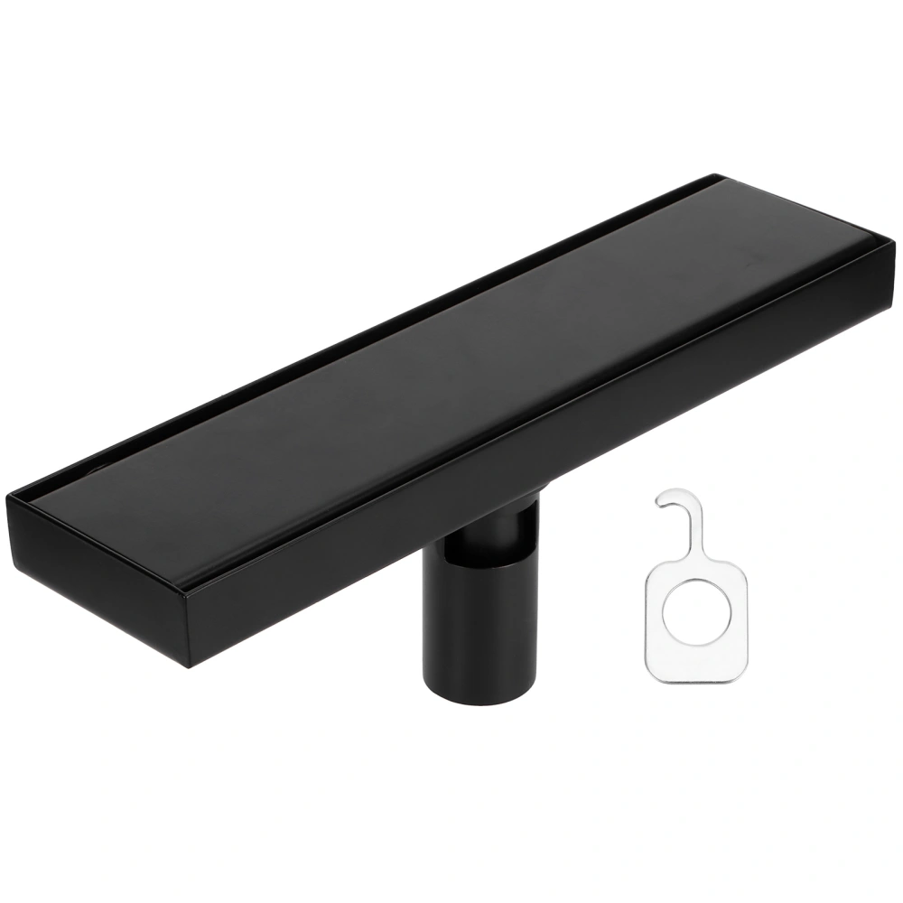 Floor Drain Set 304 Stainless Steel Linear Rectangular Shower Drain Matte Black 30cm