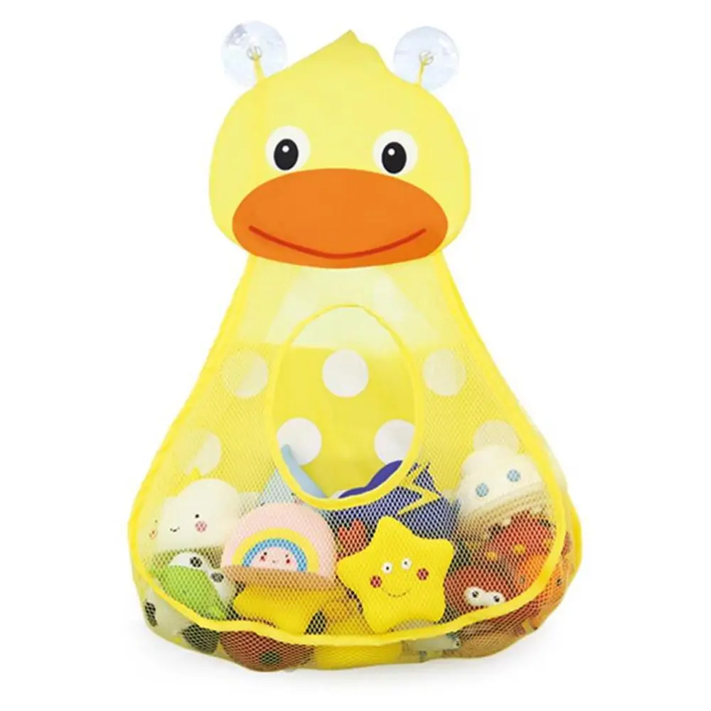 Bath Toy Organiser Cartoon Bath Toy Storage Bag for Children Baby Bath Quick Drying with 2 Strong Suction Cups Duck