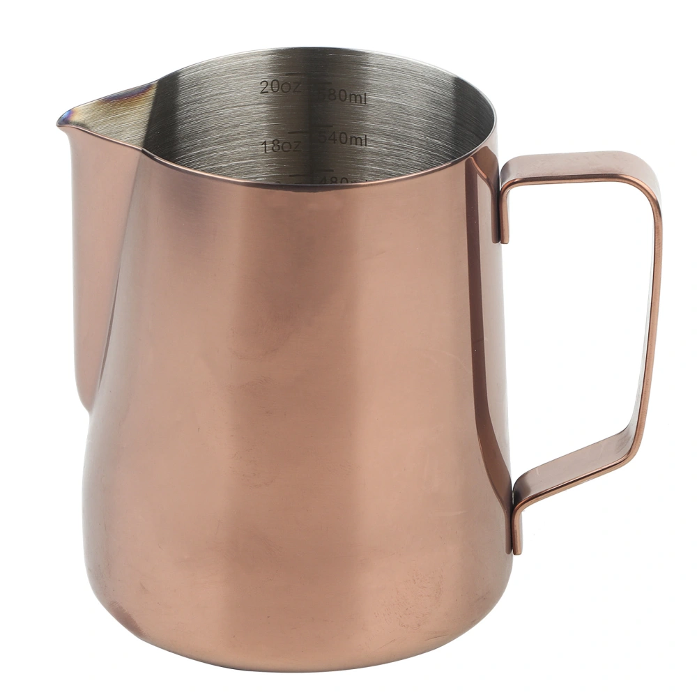 Milk Frothing Pitcher Japanese Style 304 Stainless Steel Coffee Cup Mug for Home Bar(Or rose 600ML )