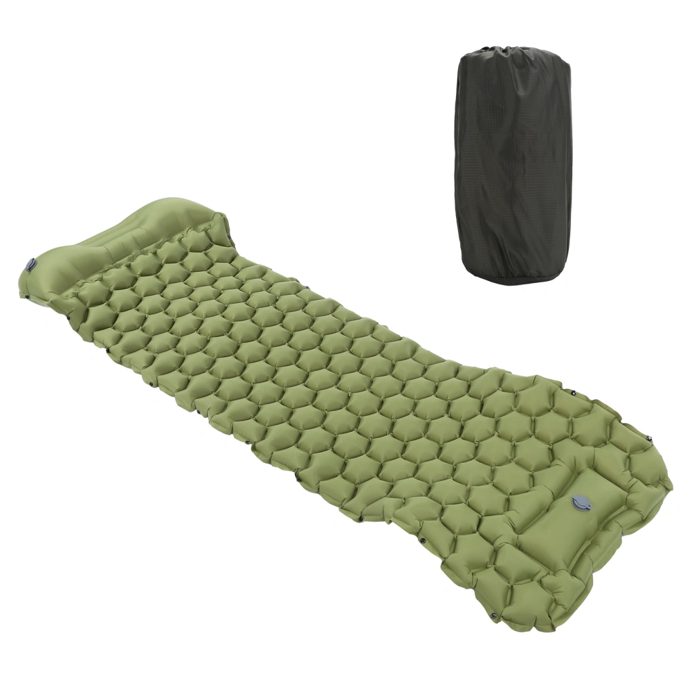 Camping Sleeping Pad Mat Foot Press Inflatable Cushion Mattress for Tent Hiking TravelMilitary Green