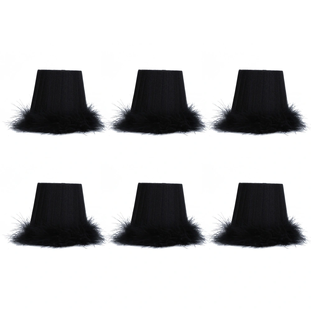 6Pcs Cloth Pendant Lamp Shade with Feather Edge Chandelier Lampshade Light Decoration Accessories