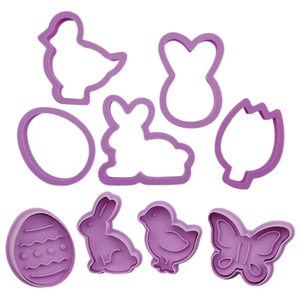 9PCS/Set Easter Mold Plastic Animal Biscuit Cutter Cartoon Rabbit Molds Baking Tool Cupcake DIY Supplies