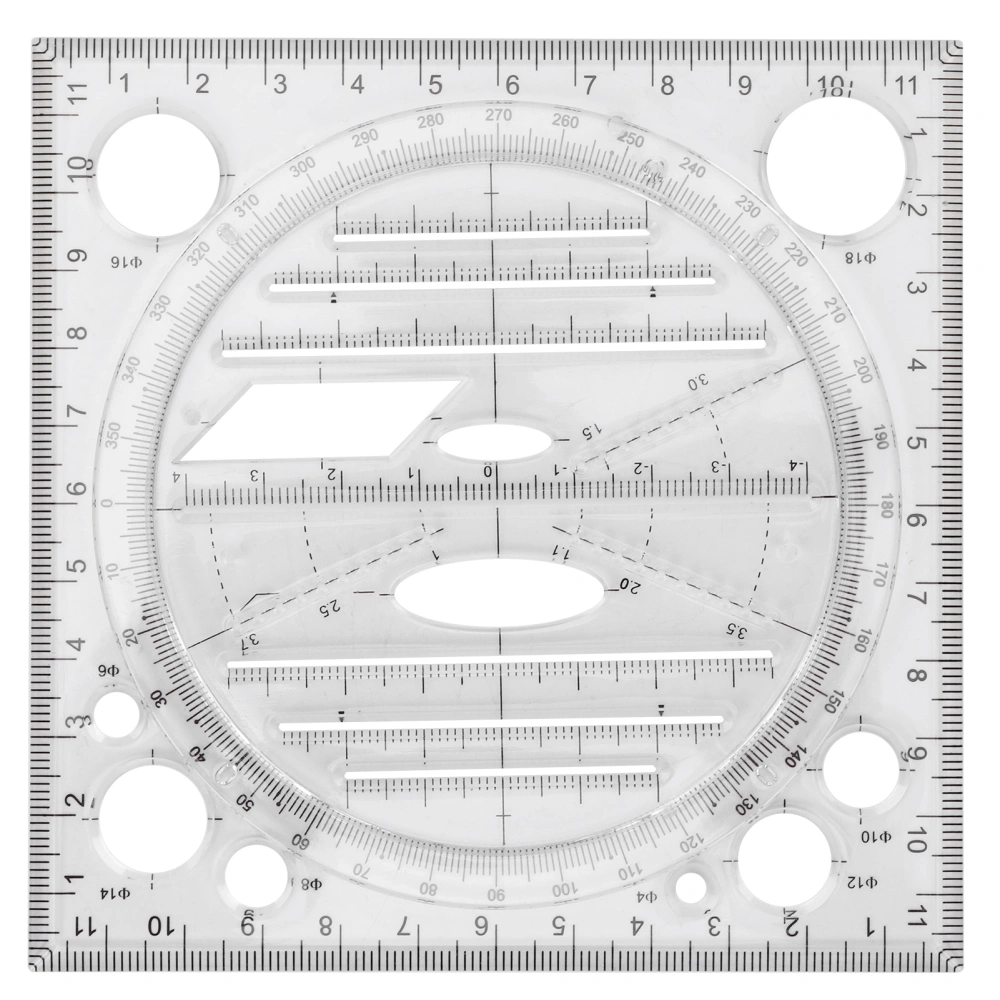 Multi Function Drawing Ruler Acrylic Art Design Woodworking Template Ruler Carpenter Tool