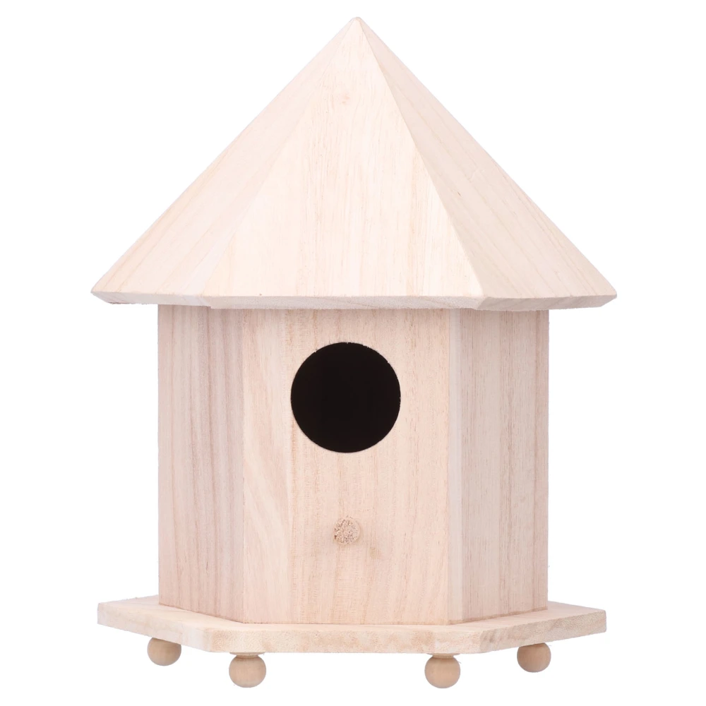 Wooden Bird House Feeder Nesting Box with Bracket for Outdoor Garden Patio Decoration