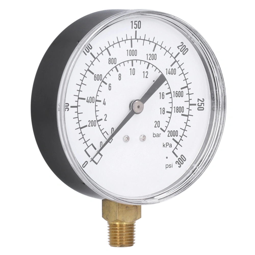 0‑300psi 0‑2000kpa 0‑20bar Vacuum Pressure Gauge Dual Scale Dial Anti‑Vibration Manometer