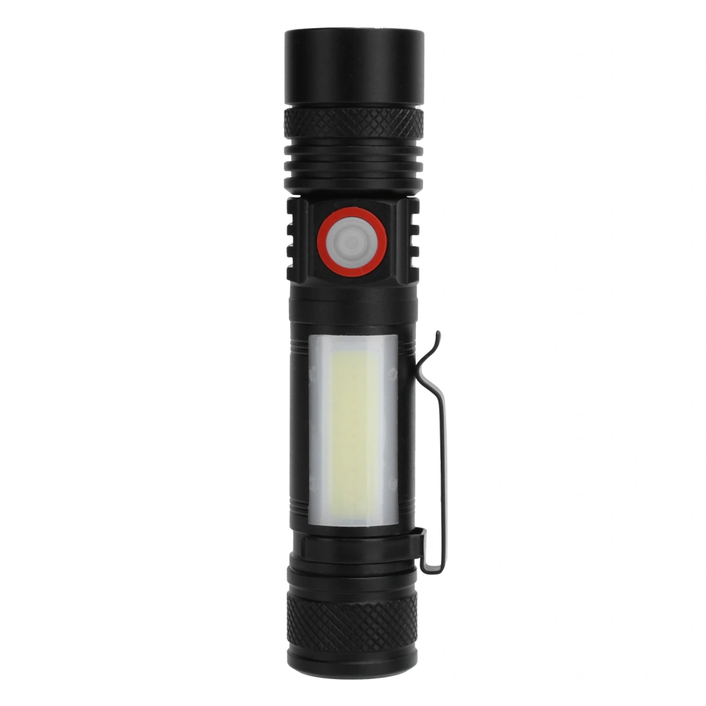 T6+COB Electric Torch Telescopic Zoom Powerful Flashlight Dual Light Sources Outdoor Torch