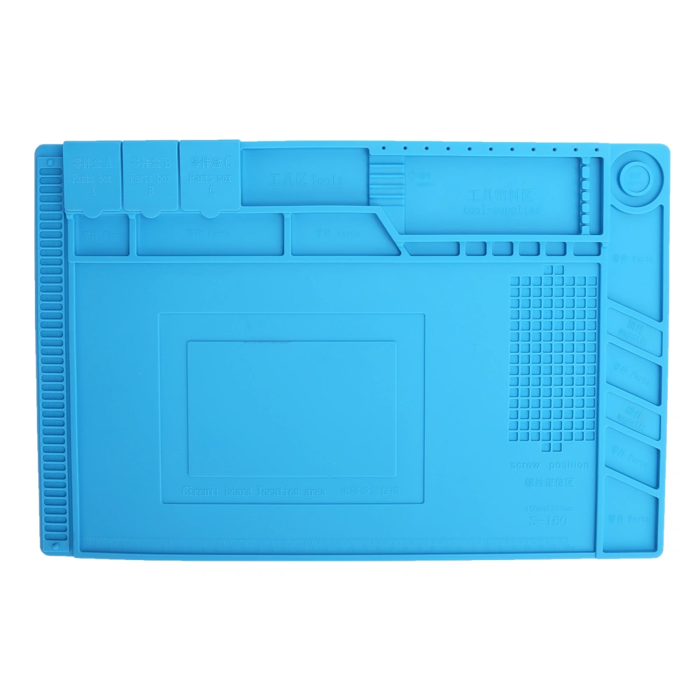 Repair Mat Magnetic Slot Silicone Heat Resistant Solder Station Parts Adsorption Pad Light Blue