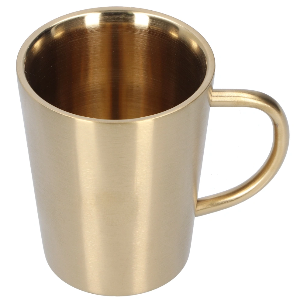 340ml 304 Stainless Steel Beer Mug Coffee Water Cup with Handgrip Double Wall DrinkwareGold